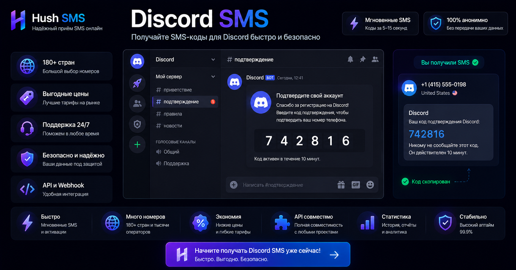 Виртуальный номер для Discord: SMS-код и реалистичные ожидания